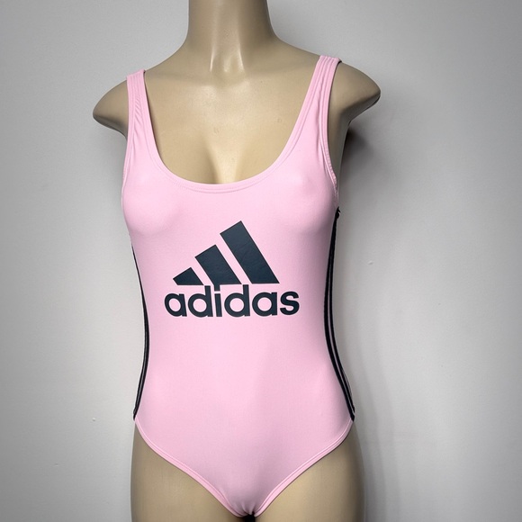 adidas Other - adidas Pink Logo Scoop-Back One-Piece Swimsuit